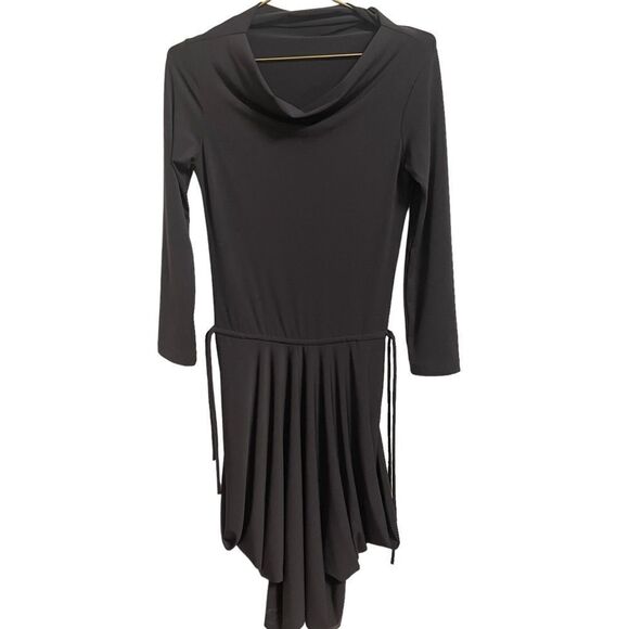 Veronque Miljovitch Grey Asymmetric Jersey Knit Long Sleeve Cowl Neck Dress XS - Picture 4 of 7